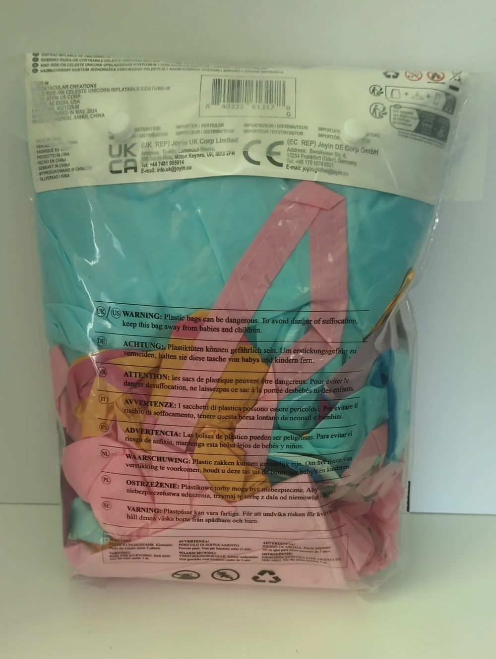 Puff Me Up Ride An Unicorn Inflatable Costume 7-10Y